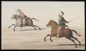 Historische Darstellung (1809) der Cirit-Reiterspiele