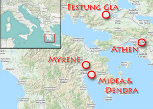 Karte Mykene-Reise
