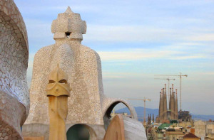 Blick vom Dach der Casa Milà zur Sagrada Família