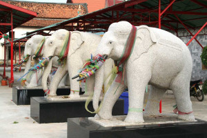 Elefanten-Skulpturen im Wat Putthaisawan, Ayutthaya