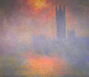 Claude Monet: London, Houses of Parliament. The Sun Shining through the Fog