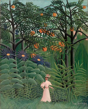 Henri Rousseau: Frau auf einem Spaziergang durch einen exotischen Wald